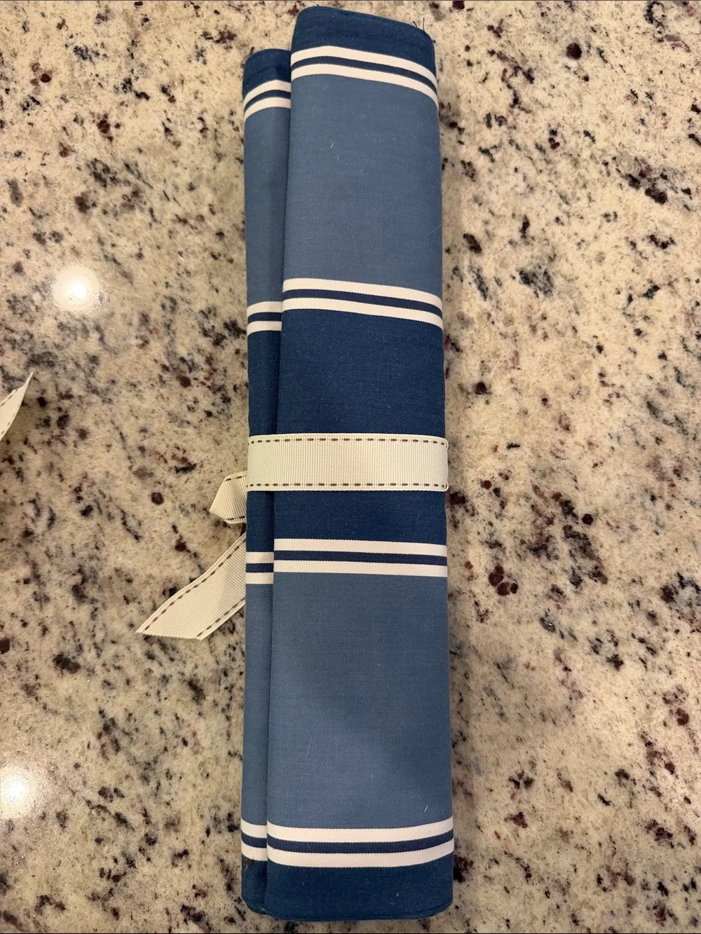 Pottery Barn Navy and White Striped Table Runner